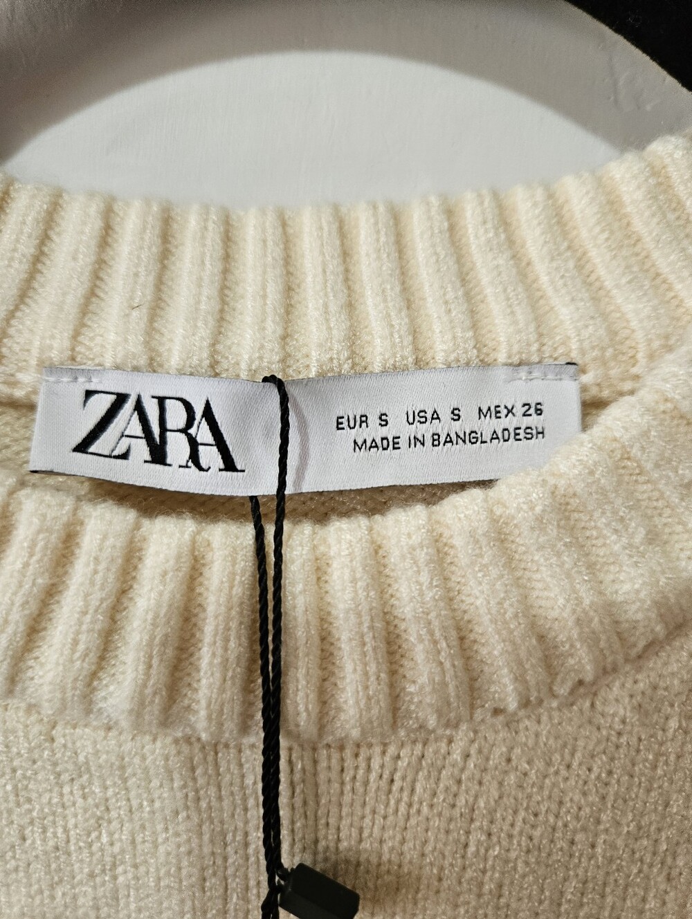 NEW Zara Striped Chunky Crewneck Sweater Cream Navy S Parisian Preppy - Picture 12 of 13